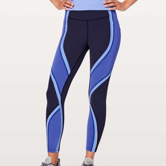 lululemon athletica Pants - LULULEMON LEGGINGS WILD TWIST 7/8 TIGHT 25" BLUE